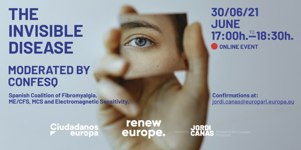 A webinar on ME/CFS will be organized by MEP Jordi Cañas, Renew Europe and patient organization CONFESQ. The meeting will take place on June 30 2021 from 17:00 until 18:45 CEST. 